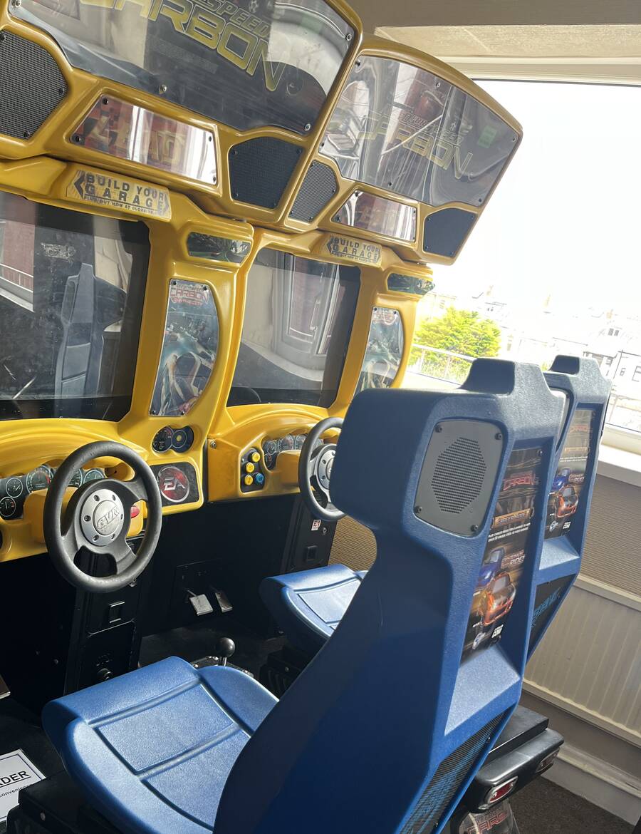 Racing games in the arcade room at the Doric