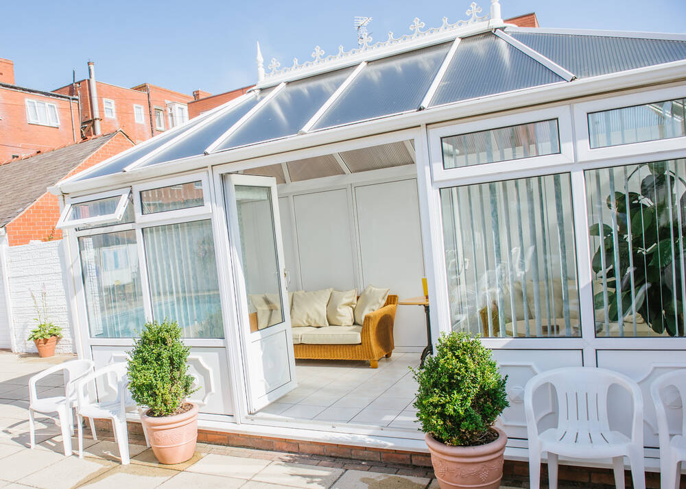 The poolside conservatory at the Doric Hotel