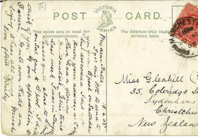 Postcard back from the Doric Hotel archive