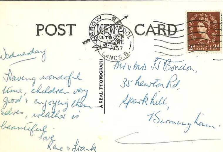 Postcard back from the Doric Hotel archive