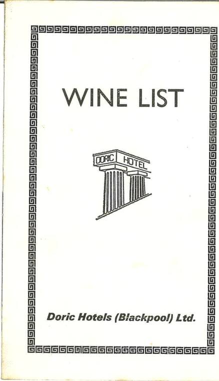 Menu from the Doric Hotel archive